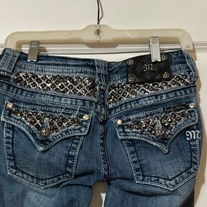 Miss Me Blue Boot Cut Jeans with Embellished Pockets